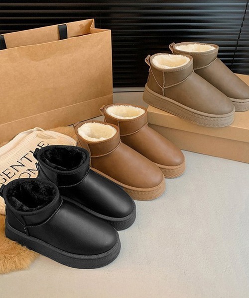 Miniministore（ミニミニストア）の「ムートンブーツ 厚底 裏起毛ブーツ 冬靴（ブーツ・レディース・モカ/キャメル/ブラック・23.0cm/23.5cm/24.0cm/24.5cm/25.0cm）」の17枚目の写真