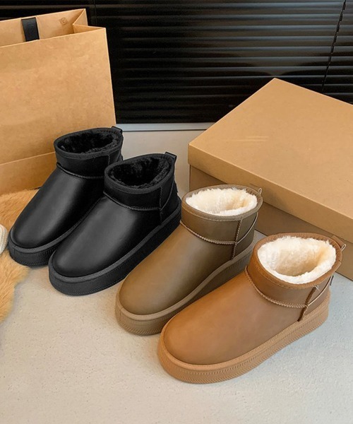 Miniministore（ミニミニストア）の「ムートンブーツ 厚底 裏起毛ブーツ 冬靴（ブーツ・レディース・モカ/キャメル/ブラック・23.0cm/23.5cm/24.0cm/24.5cm/25.0cm）」の19枚目の写真