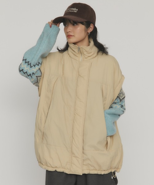 MERLOT（メルロー）の「中綿2wayモンスターパーカー（ダウンジャケット/コート・レディース・チャコールグレー/ベージュ・FREE）」の22枚目の写真