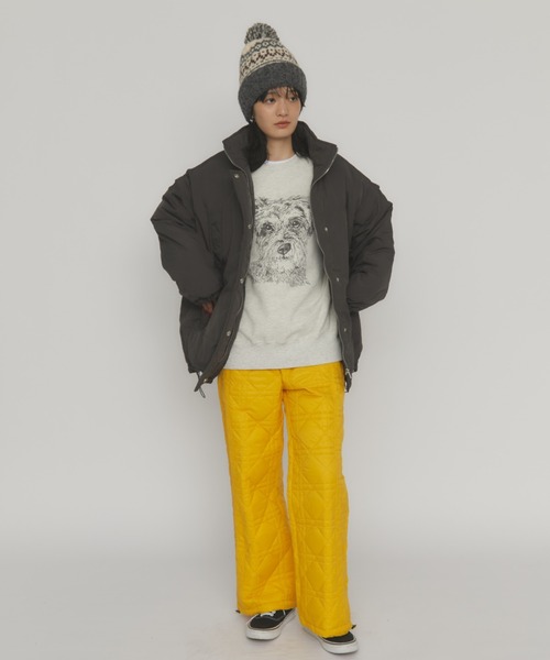 MERLOT（メルロー）の「中綿2wayモンスターパーカー（ダウンジャケット/コート・レディース・チャコールグレー/ベージュ・FREE）」の5枚目の写真