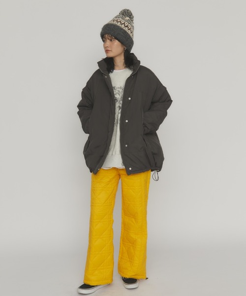 MERLOT（メルロー）の「中綿2wayモンスターパーカー（ダウンジャケット/コート・レディース・チャコールグレー/ベージュ・FREE）」の7枚目の写真