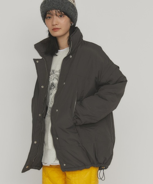 MERLOT（メルロー）の「中綿2wayモンスターパーカー（ダウンジャケット/コート・レディース・チャコールグレー/ベージュ・FREE）」の13枚目の写真