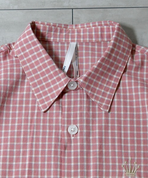 Starting Over(スターティングオーバー)の「one point embroidery graph check shirt/ワンポイント 刺繍 グラフチェックシャツ(シャツ/ブラウス・メンズ・ピンク/チャコールグレー/ブルー/ブラウン・M/L/XL)」の5枚目の写真