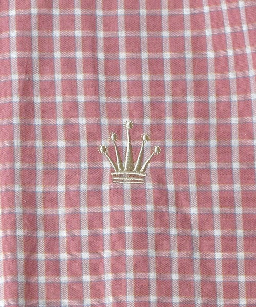Starting Over(スターティングオーバー)の「one point embroidery graph check shirt/ワンポイント 刺繍 グラフチェックシャツ(シャツ/ブラウス・メンズ・ピンク/チャコールグレー/ブルー/ブラウン・M/L/XL)」の6枚目の写真