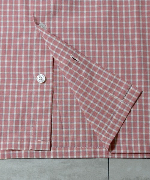 Starting Over(スターティングオーバー)の「one point embroidery graph check shirt/ワンポイント 刺繍 グラフチェックシャツ(シャツ/ブラウス・メンズ・ピンク/チャコールグレー/ブルー/ブラウン・M/L/XL)」の9枚目の写真