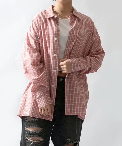 Starting Over(スターティングオーバー)の「one point embroidery graph check shirt/ワンポイント 刺繍 グラフチェックシャツ(シャツ/ブラウス・メンズ・ピンク/チャコールグレー/ブルー/ブラウン・M/L/XL)」の22枚目の写真
