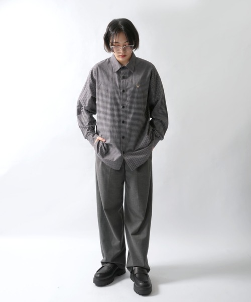 Starting Over(スターティングオーバー)の「one point embroidery graph check shirt/ワンポイント 刺繍 グラフチェックシャツ(シャツ/ブラウス・メンズ・ピンク/チャコールグレー/ブルー/ブラウン・M/L/XL)」の11枚目の写真