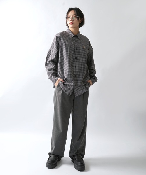 Starting Over(スターティングオーバー)の「one point embroidery graph check shirt/ワンポイント 刺繍 グラフチェックシャツ(シャツ/ブラウス・メンズ・ピンク/チャコールグレー/ブルー/ブラウン・M/L/XL)」の14枚目の写真