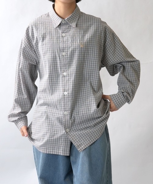 Starting Over(スターティングオーバー)の「one point embroidery graph check shirt/ワンポイント 刺繍 グラフチェックシャツ(シャツ/ブラウス・メンズ・ピンク/チャコールグレー/ブルー/ブラウン・M/L/XL)」の17枚目の写真