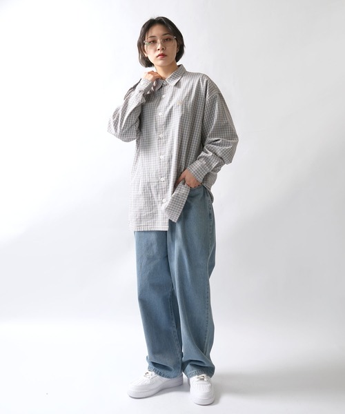 Starting Over(スターティングオーバー)の「one point embroidery graph check shirt/ワンポイント 刺繍 グラフチェックシャツ(シャツ/ブラウス・メンズ・ピンク/チャコールグレー/ブルー/ブラウン・M/L/XL)」の19枚目の写真