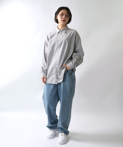 Starting Over(スターティングオーバー)の「one point embroidery graph check shirt/ワンポイント 刺繍 グラフチェックシャツ(シャツ/ブラウス・メンズ・ピンク/チャコールグレー/ブルー/ブラウン・M/L/XL)」の21枚目の写真