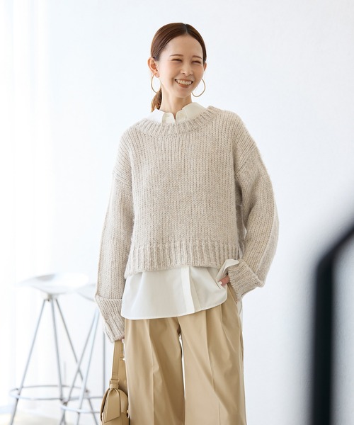 ROPE' PICNIC（ロペピクニック）の「ラメリリーショートニットプルオーバー（ニット/セーター・レディース・ベージュ/グレー/ピンク/サックスブルー・38）」の5枚目の写真