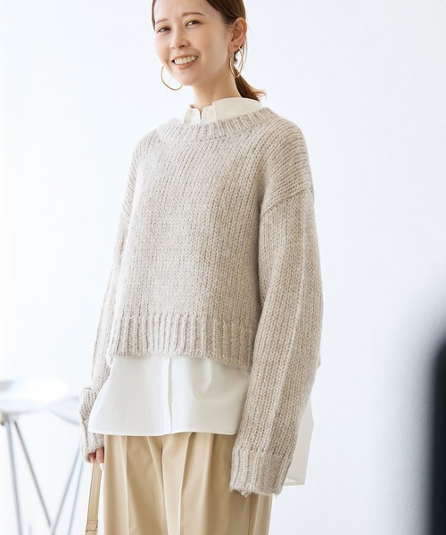 ROPE' PICNIC（ロペピクニック）の「ラメリリーショートニットプルオーバー（ニット/セーター・レディース・ベージュ/グレー/ピンク/サックスブルー・38）」の6枚目の写真