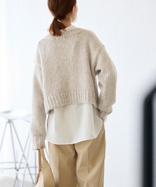 ROPE' PICNIC（ロペピクニック）の「ラメリリーショートニットプルオーバー（ニット/セーター・レディース・ベージュ/グレー/ピンク/サックスブルー・38）」の8枚目の写真