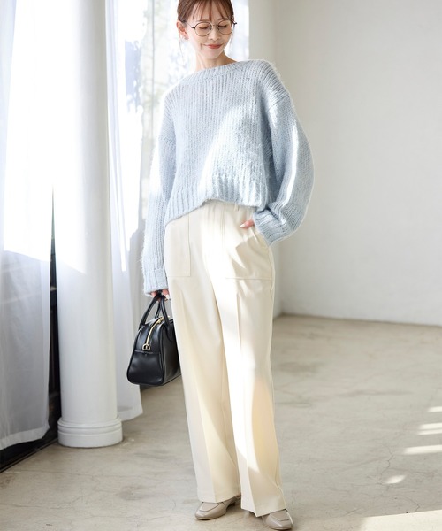 ROPE' PICNIC（ロペピクニック）の「ラメリリーショートニットプルオーバー（ニット/セーター・レディース・ベージュ/グレー/ピンク/サックスブルー・38）」の9枚目の写真