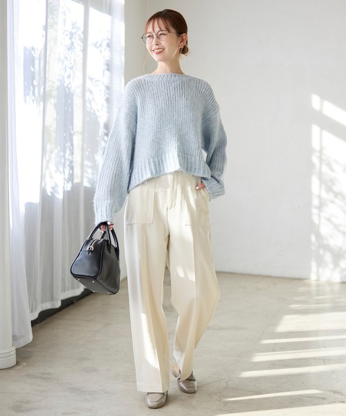 ROPE' PICNIC（ロペピクニック）の「ラメリリーショートニットプルオーバー（ニット/セーター・レディース・ベージュ/グレー/ピンク/サックスブルー・38）」の10枚目の写真