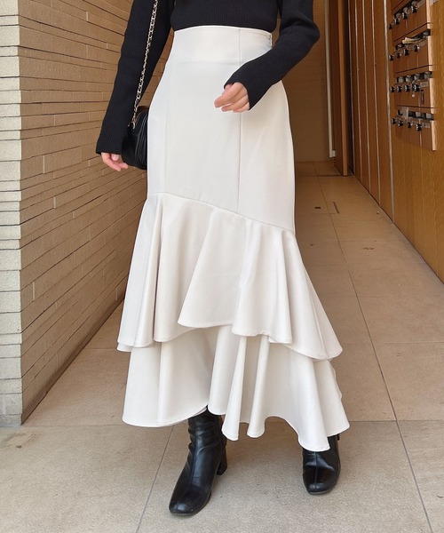 INGNI（イング）の「バックレースアップアシメティアードスカート（スカート・レディース・ブラック/ライトベージュ/ピンク/グレー系8/グレー・FREE）」の13枚目の写真