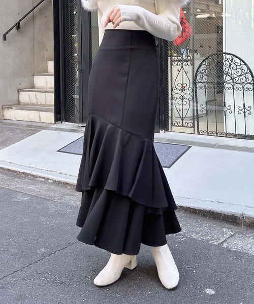 INGNI（イング）の「バックレースアップアシメティアードスカート（スカート・レディース・ブラック/ライトベージュ/ピンク/グレー系8/グレー・FREE）」の6枚目の写真