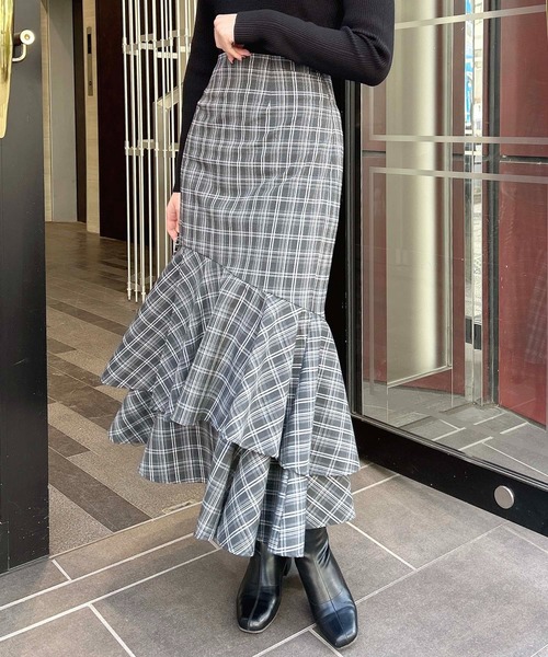 INGNI（イング）の「バックレースアップアシメティアードスカート（スカート・レディース・ブラック/ライトベージュ/ピンク/グレー系8/グレー・FREE）」の19枚目の写真