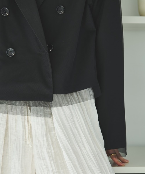 Trish（トリッシュ）の「チュール重ねショートジャケット（テーラードジャケット・レディース・ブラック/ライトグレー/チャコールグレー・MEDIUM）」の17枚目の写真