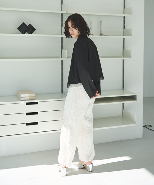 Trish（トリッシュ）の「チュール重ねショートジャケット（テーラードジャケット・レディース・ブラック/ライトグレー/チャコールグレー・MEDIUM）」の18枚目の写真