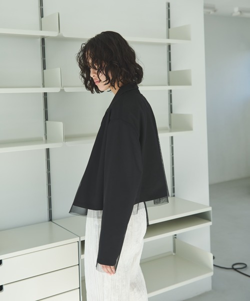 Trish（トリッシュ）の「チュール重ねショートジャケット（テーラードジャケット・レディース・ブラック/ライトグレー/チャコールグレー・MEDIUM）」の10枚目の写真