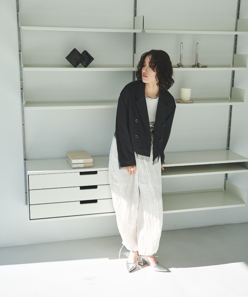 Trish（トリッシュ）の「チュール重ねショートジャケット（テーラードジャケット・レディース・ブラック/ライトグレー/チャコールグレー・MEDIUM）」の19枚目の写真