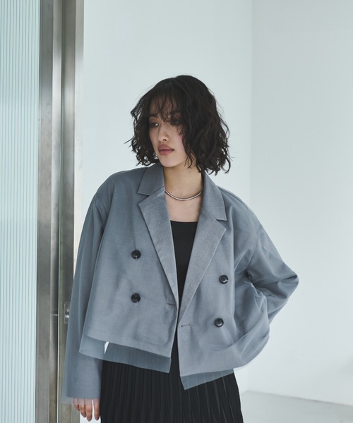 Trish（トリッシュ）の「チュール重ねショートジャケット（テーラードジャケット・レディース・ブラック/ライトグレー/チャコールグレー・MEDIUM）」の22枚目の写真