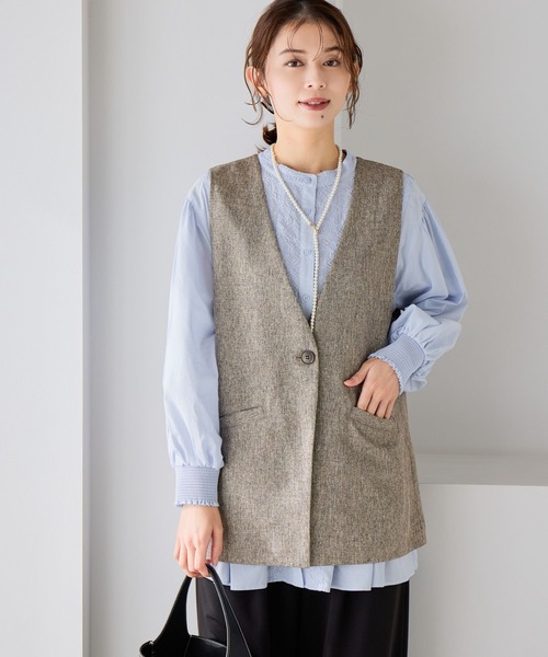 studio CLIP（スタディオクリップ）の「ロングベスト《オケージョン2026SS》（ベスト・レディース・ベージュ/カーキブラウン/ブラック/グレー・FREE）」の4枚目の写真