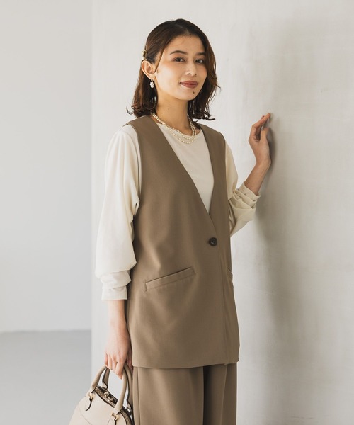studio CLIP（スタディオクリップ）の「ロングベスト《オケージョン2026SS》（ベスト・レディース・ベージュ/カーキブラウン/ブラック/グレー・FREE）」の3枚目の写真