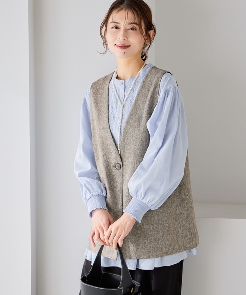 本日お値下げ！PRIDEノースリーブ／ロングベストコート（ウエストベルト付き） NO ID.（ノーアイディ）の「mcg3418- ﾉｰｽﾘｰﾌﾞﾗｲﾀﾞｰｽﾛﾝｸﾞﾍﾞｽﾄ（ベスト