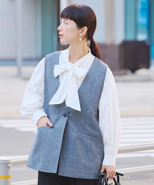 studio CLIP（スタディオクリップ）の「ロングベスト《オケージョン2026SS》（ベスト・レディース・ベージュ/カーキブラウン/ブラック/グレー・FREE）」の5枚目の写真