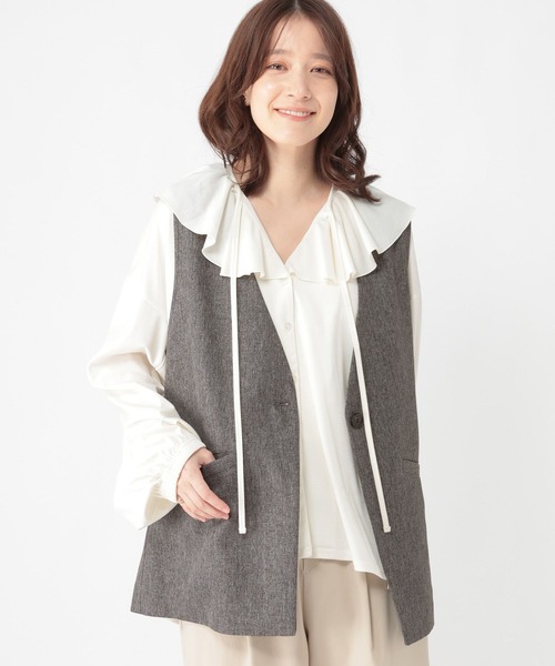 studio CLIP（スタディオクリップ）の「ロングベスト《オケージョン2026SS》（ベスト・レディース・ベージュ/カーキブラウン/ブラック/グレー・FREE）」の7枚目の写真