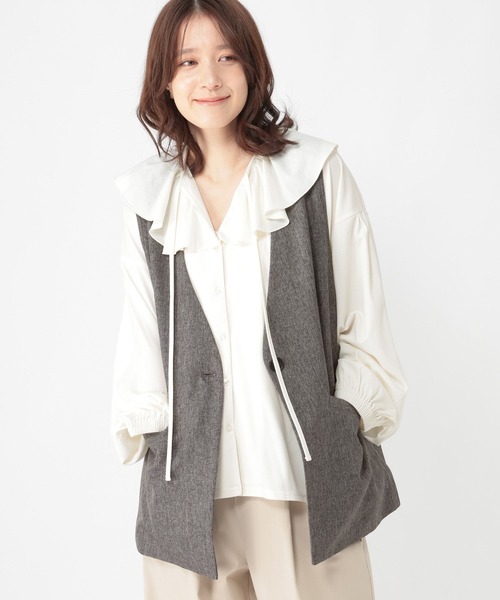 studio CLIP（スタディオクリップ）の「ロングベスト《オケージョン2026SS》（ベスト・レディース・ベージュ/カーキブラウン/ブラック/グレー・FREE）」の9枚目の写真