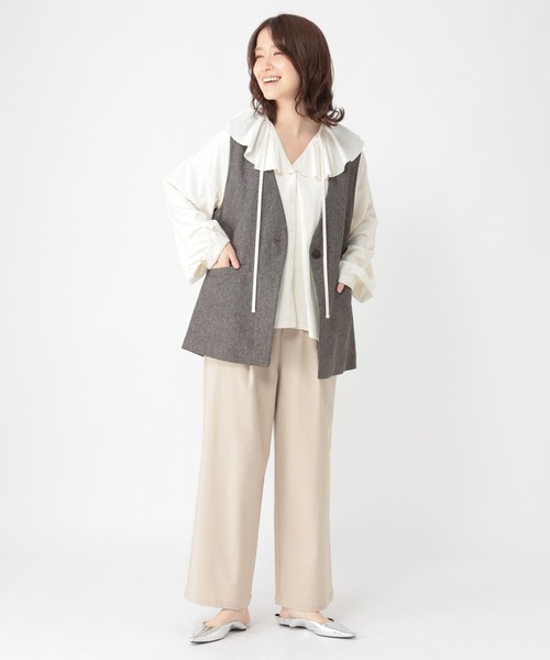 studio CLIP（スタディオクリップ）の「ロングベスト《オケージョン2026SS》（ベスト・レディース・ベージュ/カーキブラウン/ブラック/グレー・FREE）」の12枚目の写真