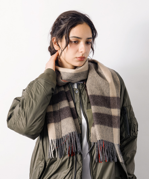 チェック柄マフラー/wool scarf/ウール100％（マフラー）｜MYSELF ABAHOUSE（マイセルフアバハウス）