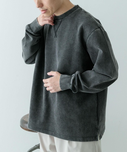 ITEMS URBANRESEARCH（アイテムズ アーバンリサーチ）の「フェードダンボール クルーネックTops（Tシャツ/カットソー・メンズ・ブラック/グリーン/ネイビー・MEDIUM/LARGE）」の2枚目の写真