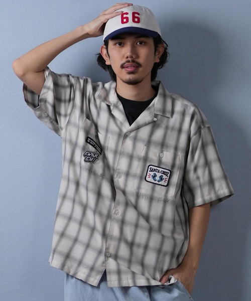 SANTA CRUZ（サンタクルーズ）の「【ムラサキスポーツ限定】SANTACRUZ/サンタクルーズ 半袖シャツ チェック 502252201（シャツ/ブラウス・メンズ・ホワイト/ブルー/オレンジ・M/XL/L）」の6枚目の写真