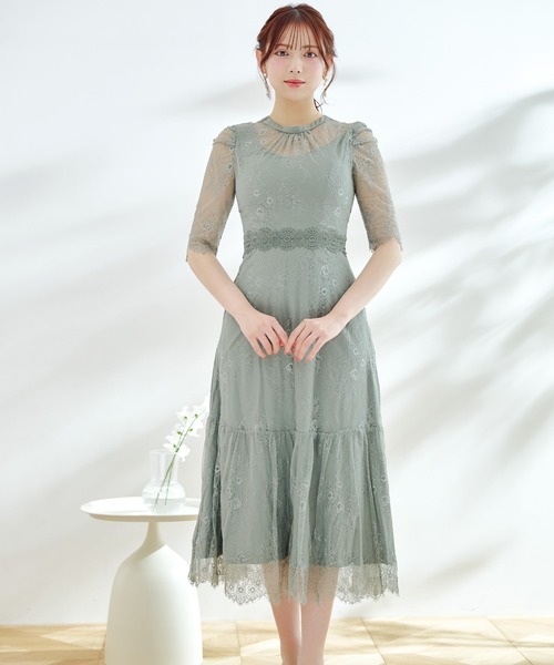 ワンピース】総レースフェミニンワンピース/パーティードレス