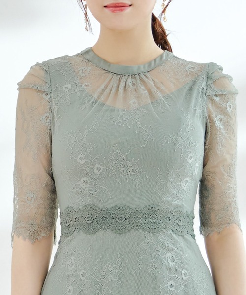 ワンピース】総レースフェミニンワンピース/パーティードレス