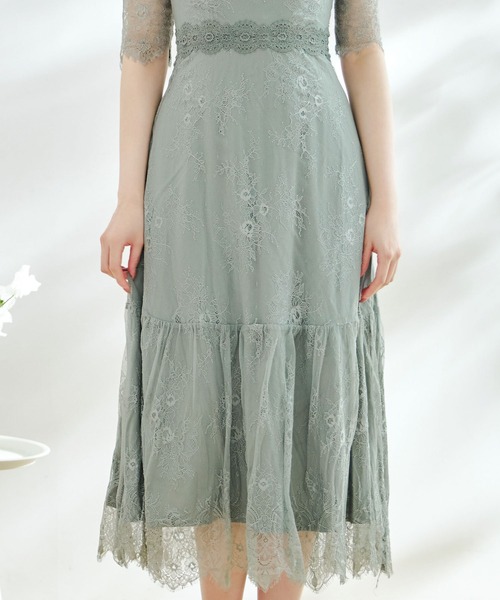 ワンピース】総レースフェミニンワンピース/パーティードレス