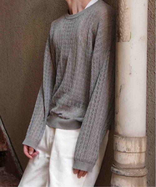 Noen（ノエン）の「ロープメッシュサマーニット（ニット/セーター・メンズ・ブラック/グレー・MEDIUM/LARGE）」の2枚目の写真