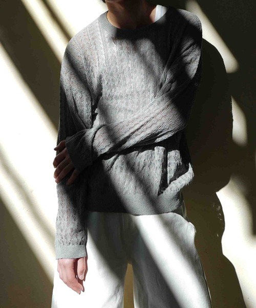 Noen（ノエン）の「ロープメッシュサマーニット（ニット/セーター・メンズ・ブラック/グレー・MEDIUM/LARGE）」の11枚目の写真