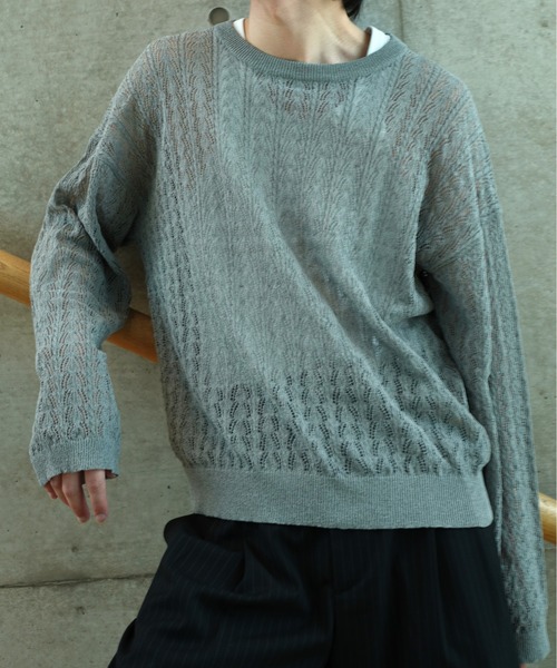 Noen（ノエン）の「ロープメッシュサマーニット（ニット/セーター・メンズ・ブラック/グレー・MEDIUM/LARGE）」の12枚目の写真