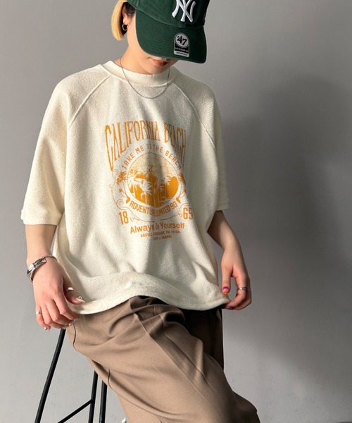 Java（ジャバ）の「《JaVaジャバコラボ》こなれ感叶う大人のゆるスタイル。裏使いヴィンテージライクピグメントプリント半袖スウェット(トップス)（スウェット・レディース・アイボリー/チャコールグレー/グリーン・MEDIUM/SMALL/X-LARGE/LARGE）」の20枚目の写真