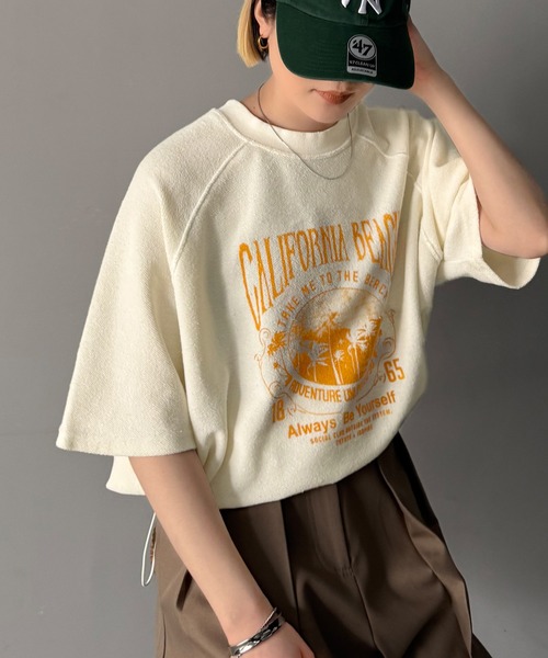 Java（ジャバ）の「《JaVaジャバコラボ》こなれ感叶う大人のゆるスタイル。裏使いヴィンテージライクピグメントプリント半袖スウェット(トップス)（スウェット・レディース・アイボリー/チャコールグレー/グリーン・MEDIUM/SMALL/X-LARGE/LARGE）」の21枚目の写真