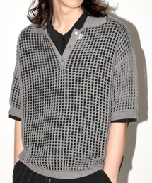 SUPERTHANKS（スーパーサンクス）の「メッシュニットポロシャツ/Mesh knit polo shirt（Tシャツ/カットソー）」