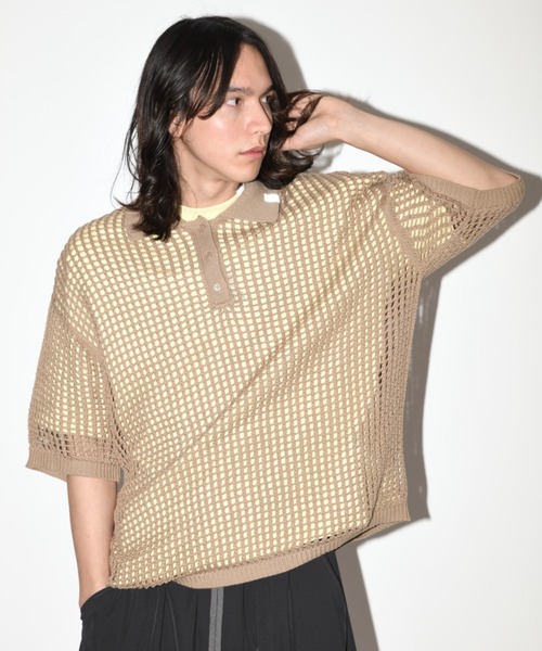 激安大特価！ メッシュニットポロシャツ/Mesh shirt（ポロシャツ polo knit メンズウェア