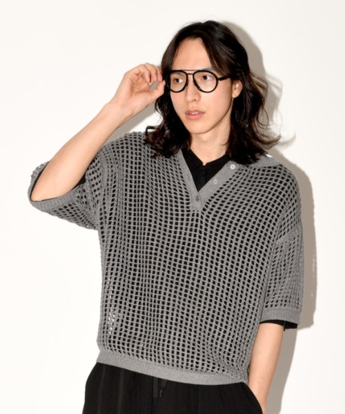 メッシュニットポロシャツ/Mesh knit polo shirt（ポロシャツ