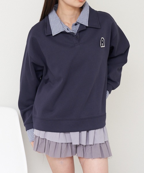 RAY CASSIN（レイカズン）の「【2025SS/ワッペン取り外し可】襟レイヤードルーズスウェット（スウェット・レディース・ブルー系その他2/グレー系その他2/アイボリー/ネイビー・FREE）」の21枚目の写真